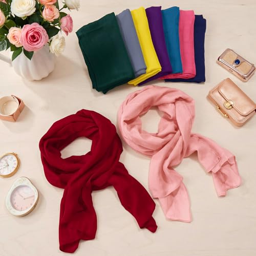 Patelai 9 Pieces Women's Cotton Scarves Lady Light Soft Fashion Solid Scarf Wrap Shawl, Candy Color - color: Classic