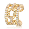 MTMY Gold Ear Cuff Earring for Women 14K Gold Plated Cubic Zirconia Non-Pierced Clip on Cartilage Chunky Ear Cuffs Hypoallergenic Jewelry - style: chain