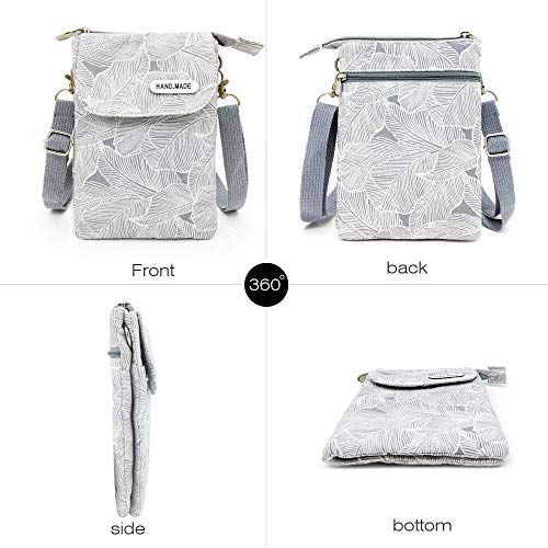 Roomy Cell Phone Purse Wallet Canvas Small Crossbody Purse Bags with Shoulder Strap For Women teen girlsl | Roomy - color: Gray