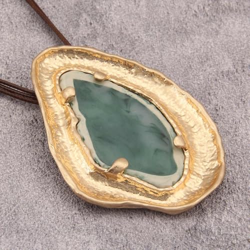 JAOYU Boho Necklace for Women Large Pendant Necklace Boho Long Choker Leather Gold Necklace Vintage Earthy Jewelry Trendy - style: Boho Choker Necklace