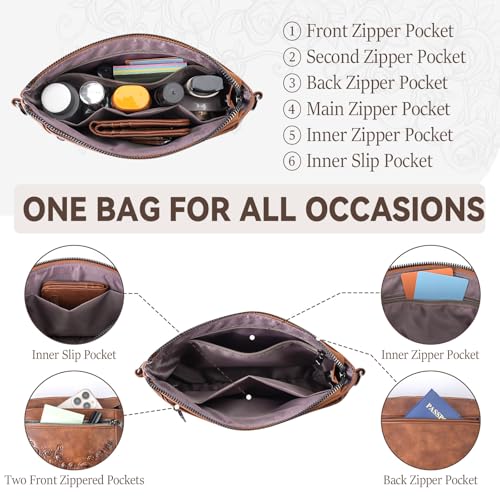MEITRUE Wristlet Wallet Small Crossbody Bags for Women Clutch Purse Leather Phone Purse with Adjustable & Detachable Strap - color: A3-brown-179