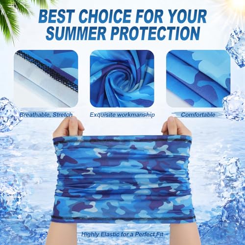 Geyoga 6 Pieces Summer UV Protection Cooling Neck Gaiter Face Clothing Neck Gaiter Mask Scarf Sunscreen Breathable Bandana - color: Camouflage Colors