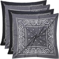 Mochabao 100% Cotton 27" x 27" Large Bandanas for Men & Women, Multi-Purpose Bandana Headbands, Square Head Scarf - color: Black/Gray