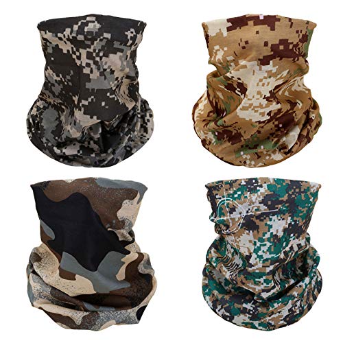 4 Camo Headband Bandana Balaclava Half Face Mask Shield Head Hair Scarf Neck Gaiter Hat Multipurpose For WoMen Men Breathable Reusable Washable Brown Green Black White Digital Desert - color: 4x Camo Face Mask #2