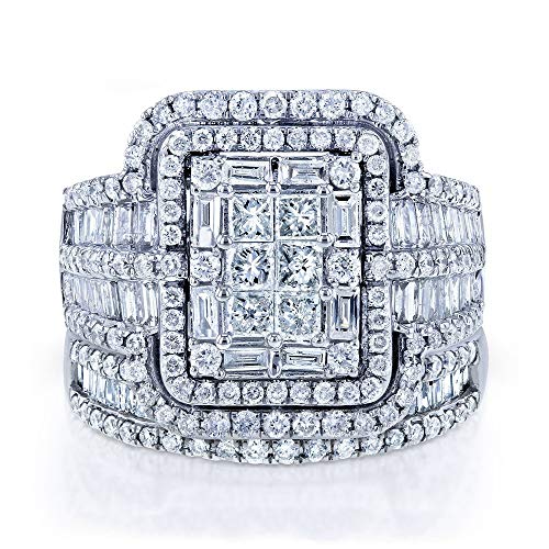 925 Sterling Silver Shiny Full Diamond Gemstone Ring Cubic Zirconia Rings Fold Wear Bridal Sets CZ Diamond Multi Row Ring Eternity Engagement Wedding Band Ring For Women (US Code 8) - size: US Code 8