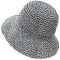 Women Straw Sun Hat Summer Beach Hats Foldable Floppy Cap Wide Brim Bucket Hat Solid Handmade Sun Protection Caps - color: Blue&beige