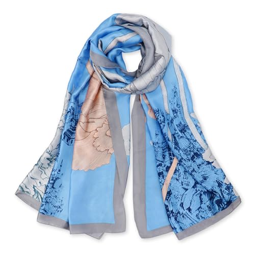 vimate 100% Large Silk Feeling Scarf-Women's Fashion Long Mulberry Silk Satin Neck Scarf Sunscreen Shawl Wrap Headscarf - color: Style 08