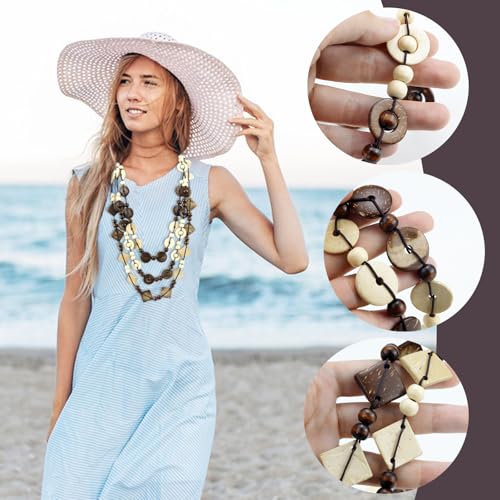 3- Layered Statement Necklace Womens Bohemia Choker Necklaces - color: Black White