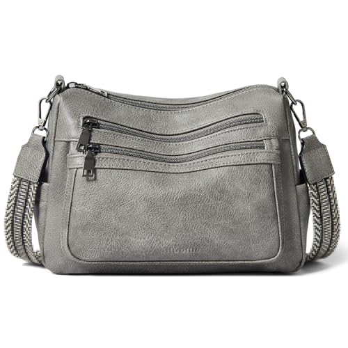 Bluome Crossbody Purses for Women, Medium Large Faux Leather Crossbody Bags Lightweight Sling Bag Shoulder Handbags - color: Dark Gray, size: Medium 7L