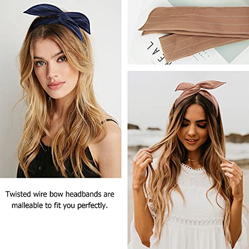 DRESHOW Twist Bow Wire Headbands Vintage Head Wrap Rabbit ear Wired Hairbands Hair Holder Hair Accessory for Women and Girls 6 Pack - color: 6 Pack Rabbit Ears With Wire a