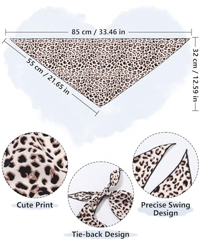 AWAYTR 3Pcs Hair Bandanas Head Kerchief for Women Girls Tie-Back Boho Hair Scarf Headband Bandana Triangle Head Scarf - color: Beige Leopard + Yellow Leopard + Brown
