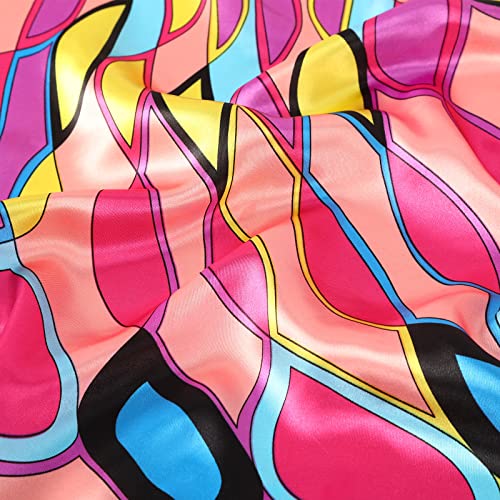 AWAYTR Satin Silk Scarf - Large Hair Bandana, Sleeping Wrap for Women - color: Elliptical Grid(pink)