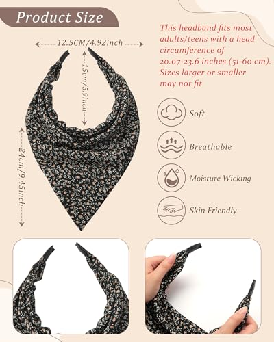 HAIMEIKANG Floral Bandana Headbands for Women Boho Hair Bandanas Scarf Triangle Kerchief Hair Bands Vintage Head Scarf(White + Orange + Black) - color: White + Orange + Black
