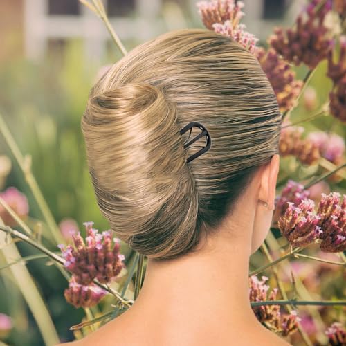 VOSAREA Large U-shaped Hairpins for Buns Vintage Black U-shaped Hair Forks Double Prong Styling Pins for Women Chinese Style Hair Accessories
