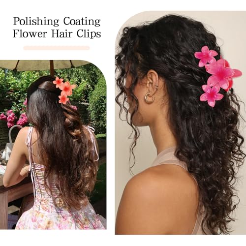 ANBALA 4PCS Hair Clips Flower Hair Clips Large Hawaii Flower Clip for Women Girls (Colorful) - color: Multi-colored-G