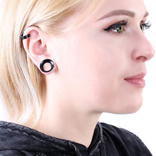 WBRWP 20/28pcs Ear Stretching kit Set: Hollow Hard/Soft Silicone Plugs and Tunnels Ear Expander Gauges Stretcher Body Piercing Jewelry - style: 20pcs Thin/Black