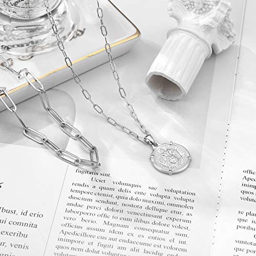 Turandoss 14K-Gold-Plated Necklaces for Women - Lock Evil Eye Medallion Vintage Coin Necklace Bee Sun Moon Shell Chain Necklace Layered Paperclip Chain Necklaces for Women Jewelry Gifts - style: Shells&Shells&Shells&Pearl