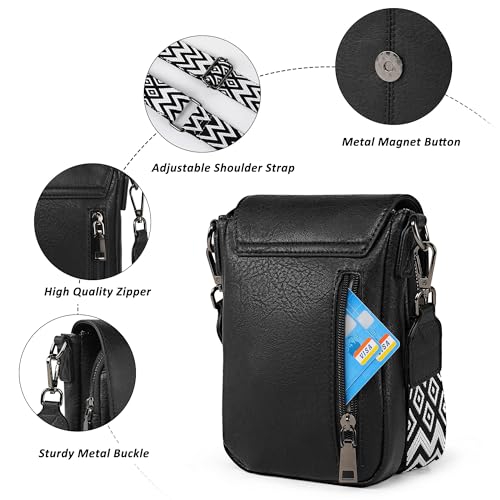 TANTOMI Small Crossbody Bags for Women Trendy, Cell Phone Purses Wallet with 4 Card Slots, Small Purses with Adjustable Strap - color: 01-black