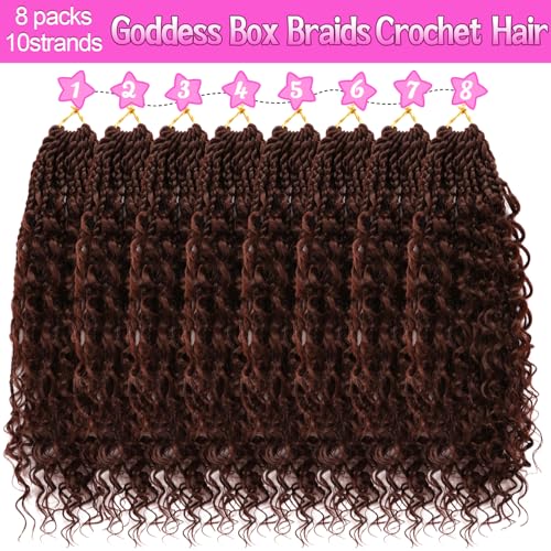 Goddess Boho Box Braids Crochet Hair-8 Packs 14 Inch Crochet Box Braids for Black Women Pre Looped (#4, 14 Inch (Pack of 8)) - color: #4, size: 14 Inch (Pack of 8)