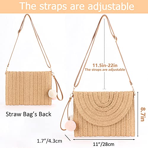 Dailyacc Straw Shoulder Bag For Women Woven Purse Beach Envelope Clutch Straws Wallet | Straw - color: A - Khaki