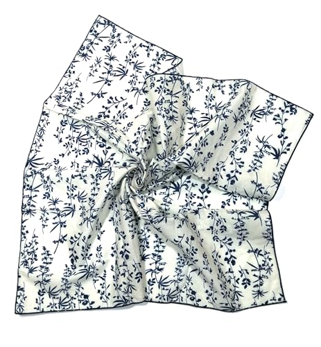 Shanlin Unisex Floral Cotton Square Scarf Bandanas 22x22 inch - color: Hurb-bluewhite