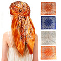 Ciormis 35" Silk Head Scarf for Women, 4 Pcs Satin Hair Scarf Square Silk Bandana Top Neck Scarves Hair Wraps for Sleeping - color: O1-cashew-set21