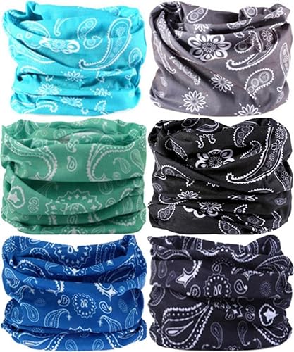 Head Wrap Headwear Headband Bandana Face Mask magic scarf for men & women - color: 6pcs. Paisley