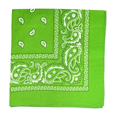 Motique Accessories Extra Large Paisley Bandana 27x27 Inch - color: Light Green