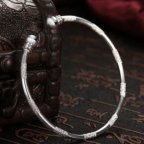 925 Sterling Silver Bracelets Open Adjustable Bangle Bracelet Teardrop Water Drop Cuff Bangles for Women - color: Pattern 3