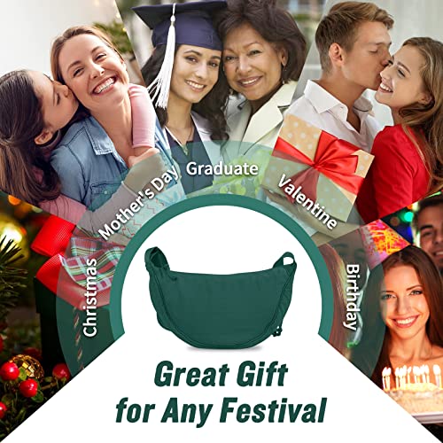 Nylon Crescent Crossbody Bag for Women Purses Trendy Men,Small Travel Sling Bag Hobo - color: Dark Green, size: Small