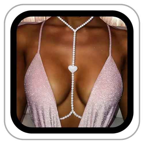 14k Gold Plated Cross Waist Body Chain for Women, Sexy Bra Body Chains & Belly Chain, Waist Beach Jewelry for Vacation Accessories - style: Heart-Shaped Diamond