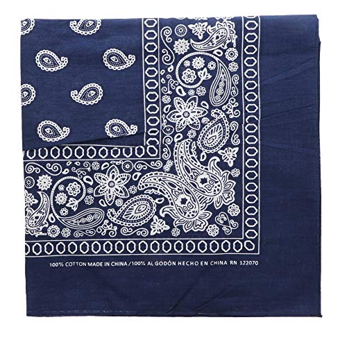 Motique Accessories Extra Large Paisley Bandana 27x27 Inch - color: Navy
