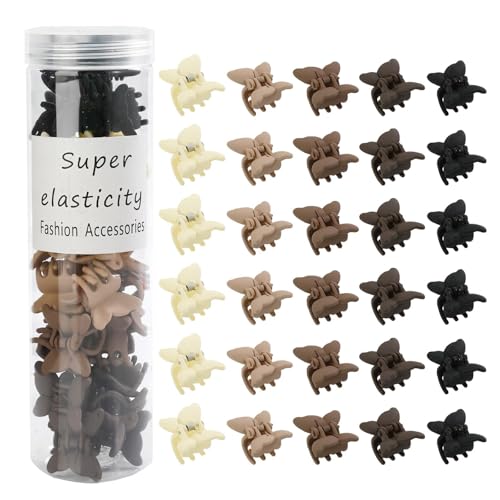 Butterfly Hair Clips Set for Women and Girls - 30Pcs Mini Claw Clips with Strong Grip for Thin/Fine Hair, Neutral Color Hair Styling Accessories - color: Style6:30Pcs Butterfly