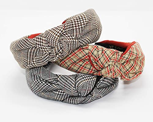 Plaid Black Headbands for Women Wearable All Day, Head band for Women's Hair is Chic, Year-round Head bands Adult Women Knotted Headband Fashion Designer Top Knot Head bands Girl - color: Plaid Black A