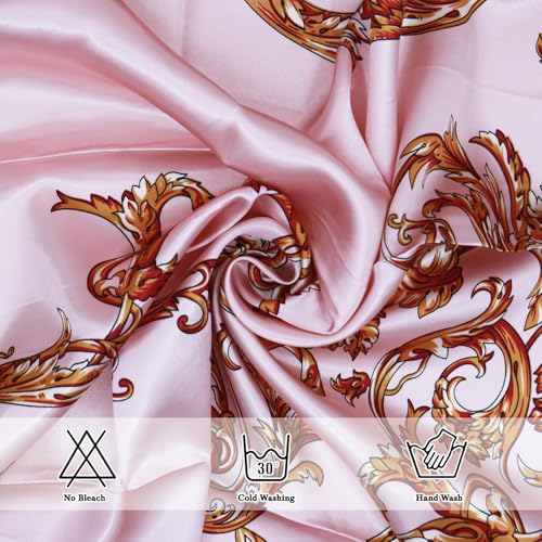 Ciormis 35" Silk Head Scarf for Women, 4 Pcs Satin Hair Scarf Square Silk Bandana Top Neck Scarves Hair Wraps for Sleeping - color: P1-vines-set13