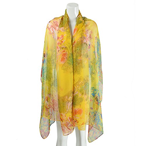 Womens Sexy Bohemian Floral Beach Cover Up Sarong Wrap Swimsuit Beachwear - color: Yellow (Flower)