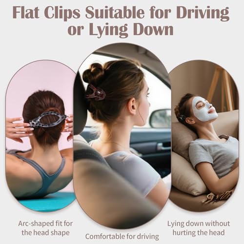 9 Pack Flat Hair Clips for Women, Matte Claw Clips for Thick & Thin Hair (Tortoise) - color: Tortoise-Regular