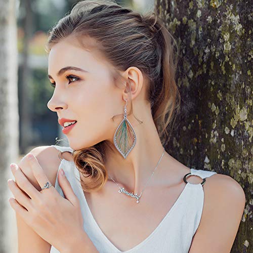Earrings for Women Colorful Layered Leaf Earrings Bohemian Dangle Drop Tassel Silver Earrings Women Gifts - style: leaf earrings