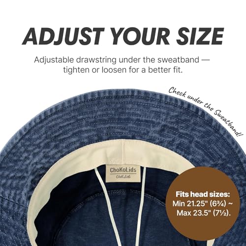 Hot Summer Bucket Hat - Trendy Cotton Sun Hat for Beach, Golf, Fishing - Fun Outdoor Vacation Boonie for Men and Women - color: Dark Denim