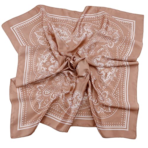 NZKNP Silk-Like Head Scarf - Women's Bandana Wraps - color: 36-camel, size: 35"*35"