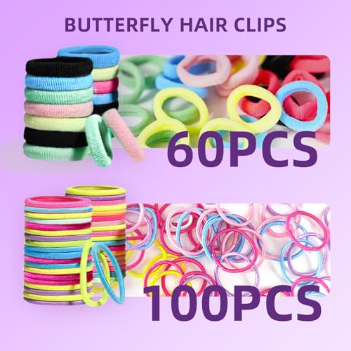 Hair Accessories Set for Girls Toddlers - Colorful Small Bands for Hair, No Damage Elastic Hair Ties, Clips and Topsy Tail Tools - size: 3 Count (Pack of 1)
