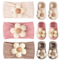 JOYOYO Baby Flower Headband and Socks, Cute Baby Girl Headbands and Soft Socks Sets for Toddler Newborn Infant Girl (Beige Pink Khaki) - color: Beige/6pcs