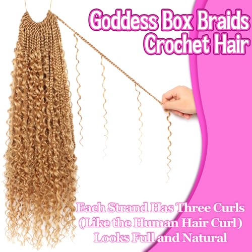 Goddess Boho Box Braids Crochet Hair-8 Packs 24 Inch Crochet Box Braids for Black Women Pre Looped (#27, 24 Inch (Pack of 8)) - color: #27, size: 24 Inch (Pack of 8)