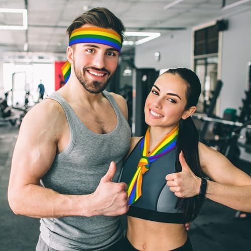 Sports Head Tie Westie Dogs Beach Summer Tropical Tie Sweatband Headband Men Women Elastic Bandana Adjustable Non-Slip Moisture Wicking for Running Football Yoga Workout Athletic Hair Ninja Head Band - color: Gay Pride Flag Rainbow