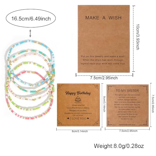 14K Gold Plated Beaded Bracelets Stack Set for Women,Stretch Boho Colorful Beads Ball Jewelry Friendship Summer Trendy - color: Blue