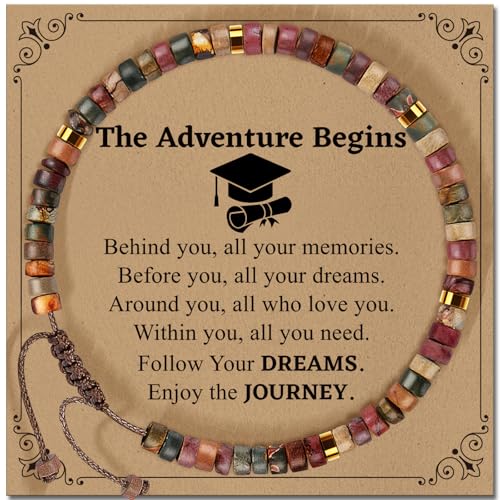 Inspirational Gifts Bracelets for Women: Mothers Day Birthday Gifts for Mom Women Friends Sister - Healing Natural Stone Beads Bracelets Thinking of you Get Well Soon Gift for Women - color: A-Y JASPER STONE-GRADUATION