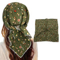Bandanas for Women Men 21"x21" Floral Headband Scarf Versatile Hair Bandana Square Head Scarf - color: Olive Green