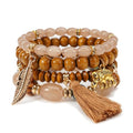Boho Wooden Beads Bracelets Bohemian Bracelet Stack for Men Women Wood Beaded Bracelet Set - color: T