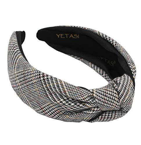 Plaid Black Headbands for Women Wearable All Day, Head band for Women's Hair is Chic, Year-round Head bands Adult Women Knotted Headband Fashion Designer Top Knot Head bands Girl - color: Plaid Black A