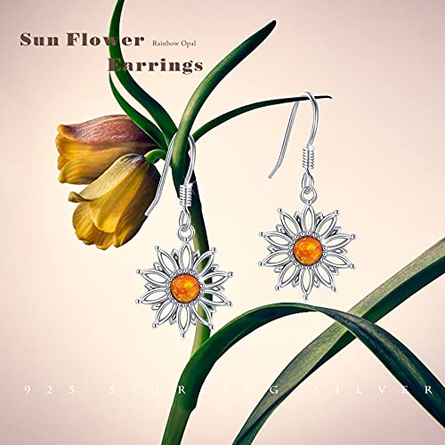 Sunflower Leverback Earrings S925 Sterling Silver Earrings You Are My Sunshine Dangle Earring Jewelry for Women - style: Drop
